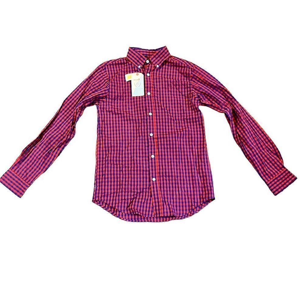 NWT Class/Club Boy’s Plaid Red Blue Button Up 14/16